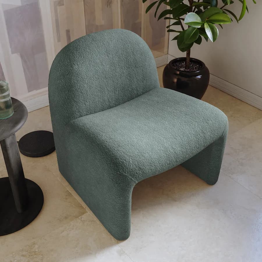 Poltrona dal design moderno in bouclé carta da zucchero - Niklam