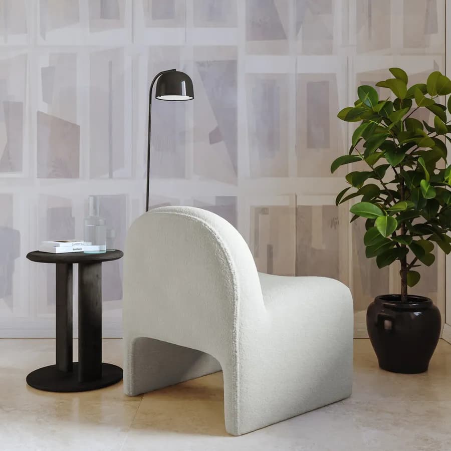 Poltrona dal design moderno in bouclé crema - Niklam