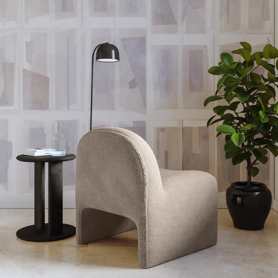 Poltrona dal design moderno in bouclé tortora - Niklam