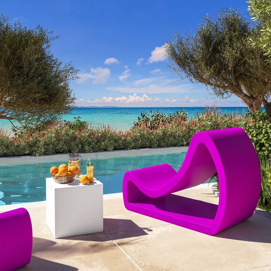 Poltrona design da esterno in polietilene viola - Flamink