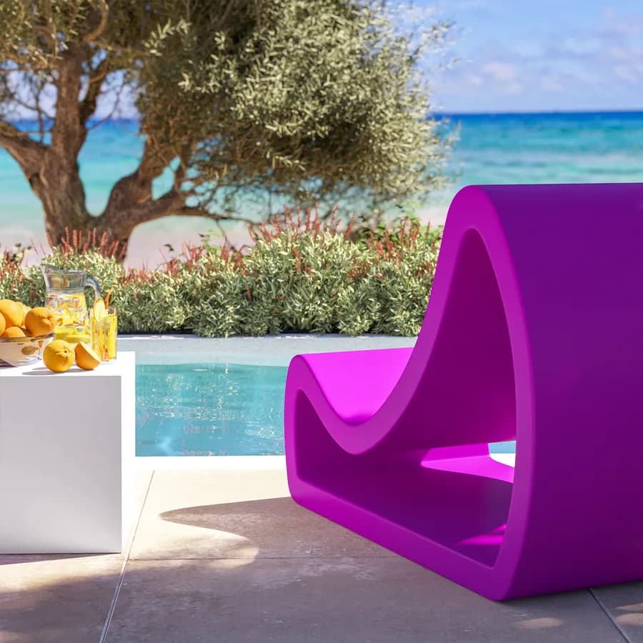 Poltrona design da esterno in polietilene viola - Flamink