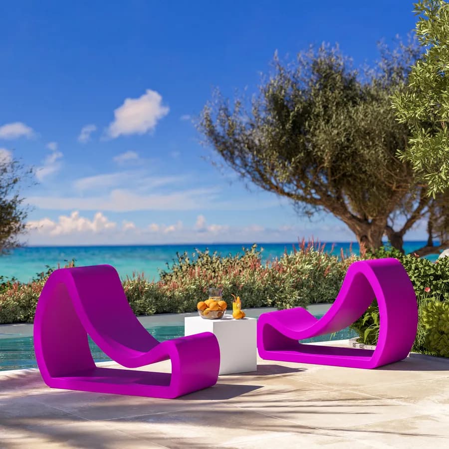 Poltrona design da esterno in polietilene viola - Flamink