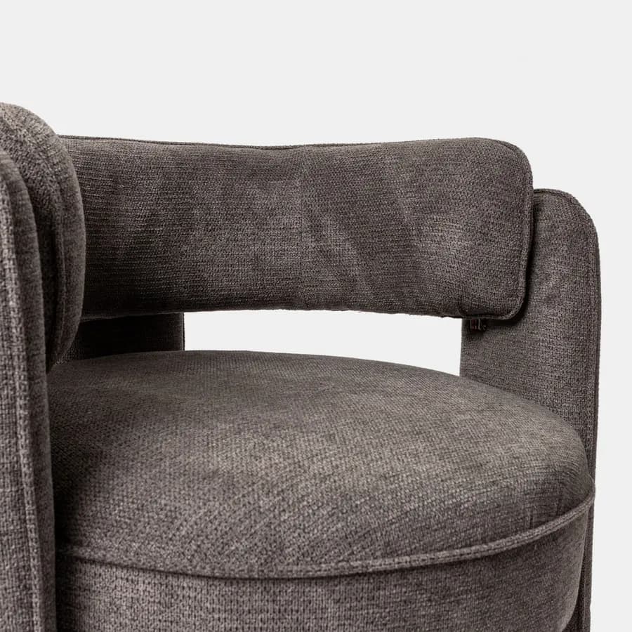 Poltrona design moderno in tessuto effetto maglia antracite - Vivian