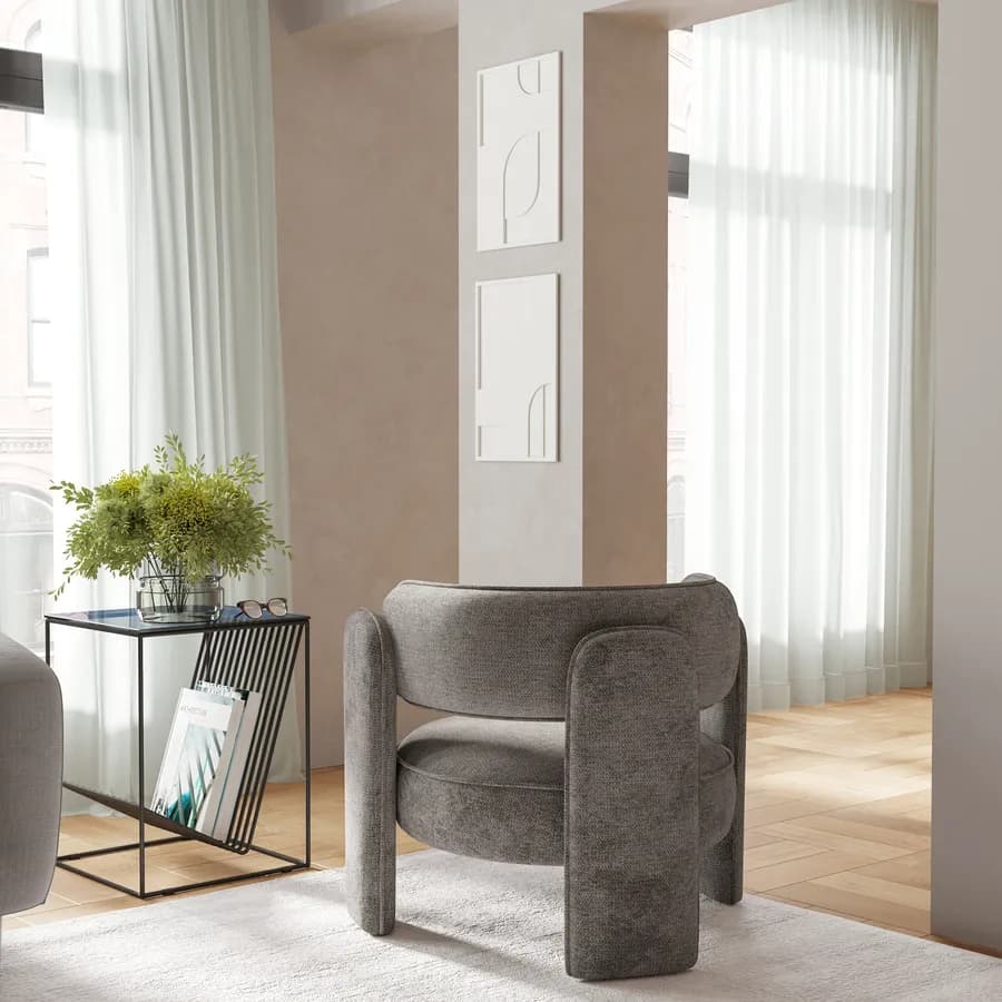 Poltrona design moderno in tessuto effetto maglia antracite - Vivian