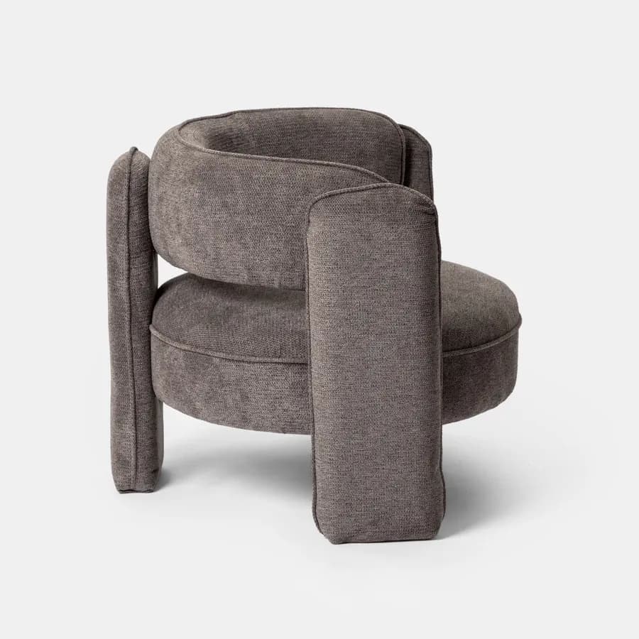 Poltrona design moderno in tessuto effetto maglia antracite - Vivian