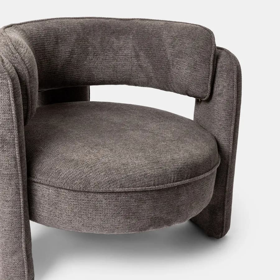Poltrona design moderno in tessuto effetto maglia antracite - Vivian