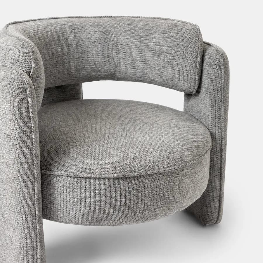 Poltrona design moderno tessuto effetto maglia grigio - Vivian