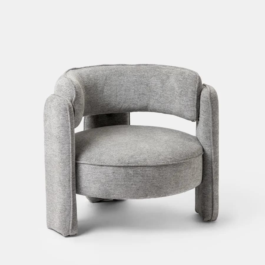 Poltrona design moderno tessuto effetto maglia grigio - Vivian