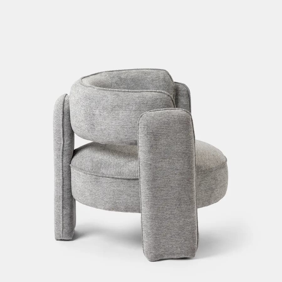 Poltrona design moderno tessuto effetto maglia grigio - Vivian