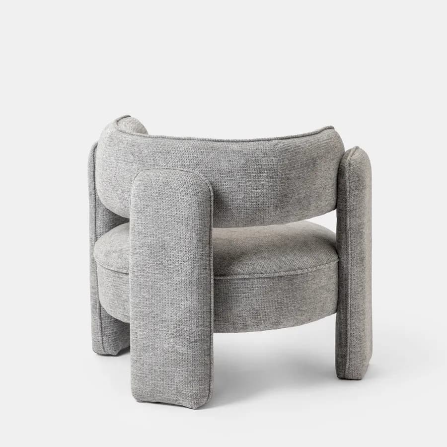Poltrona design moderno tessuto effetto maglia grigio - Vivian