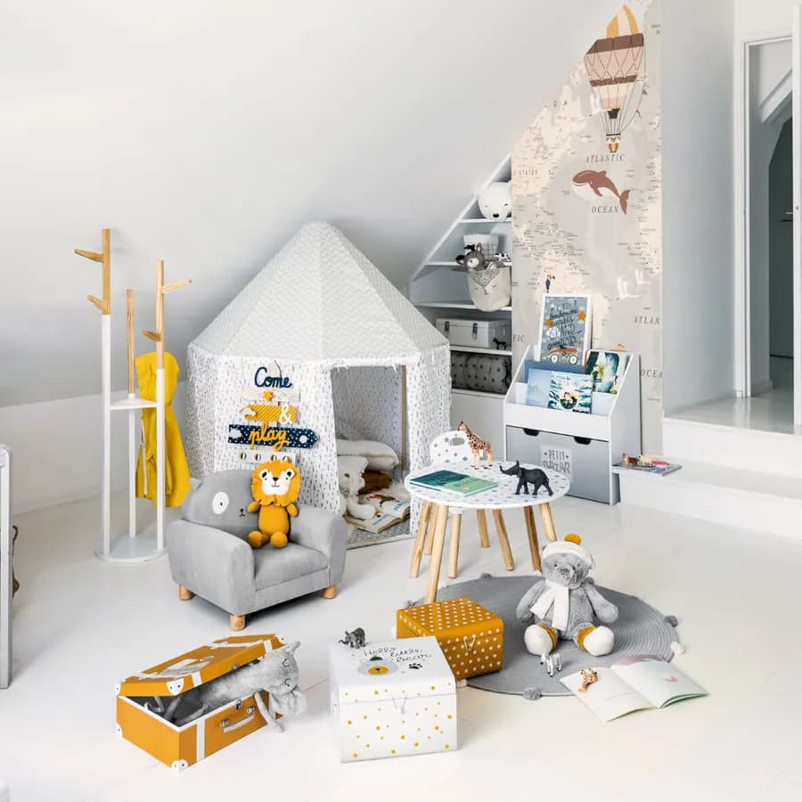 Poltrona gatto per bambini 51x44h cm in tessuto grigio - Kids