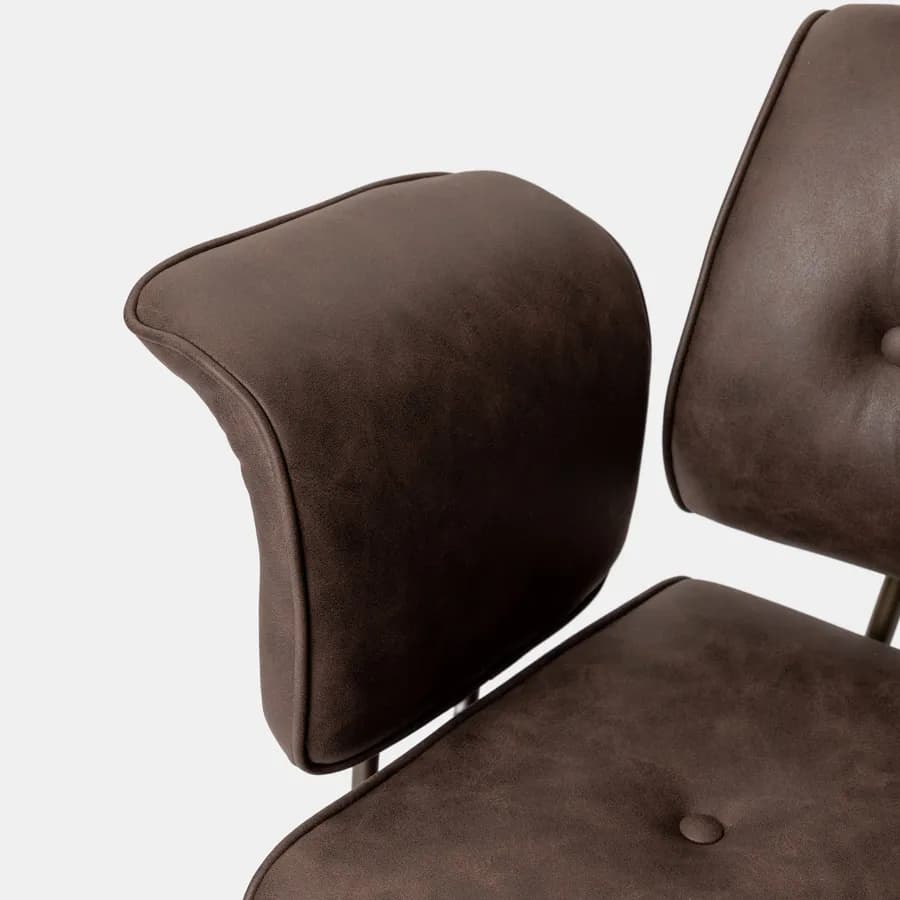 Poltrona girevole da ufficio in tessuto scamosciato cacao con base in bronzo satinato - Milany