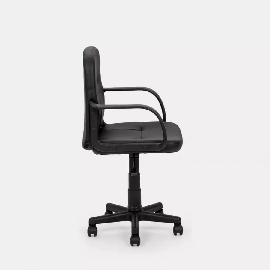 Sedia da ufficio girevole in similpelle nera - Magnum