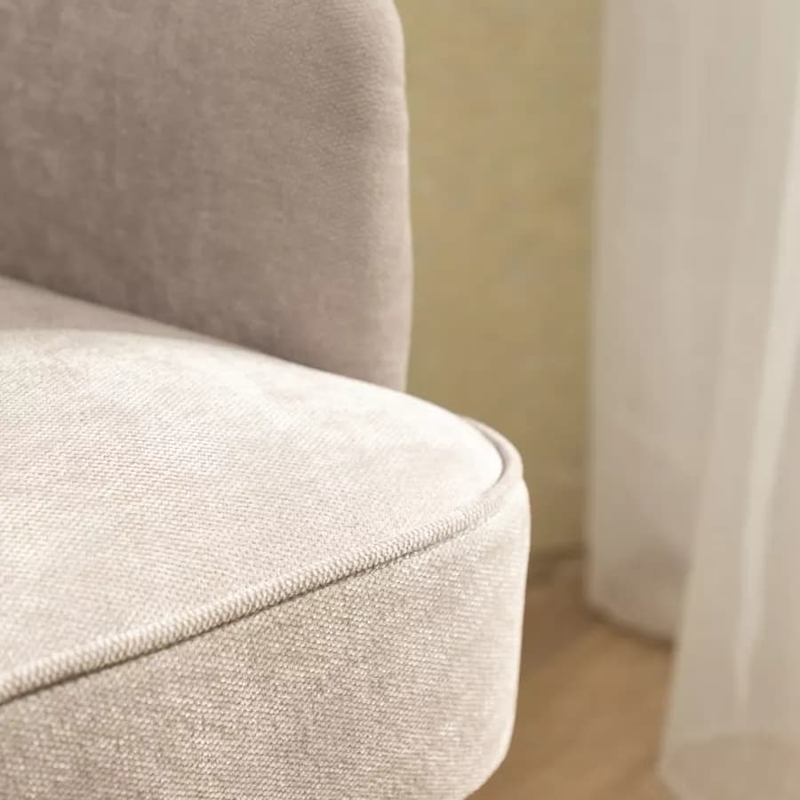 Poltrona imbottita in ciniglia beige con gambe nere - Ferry