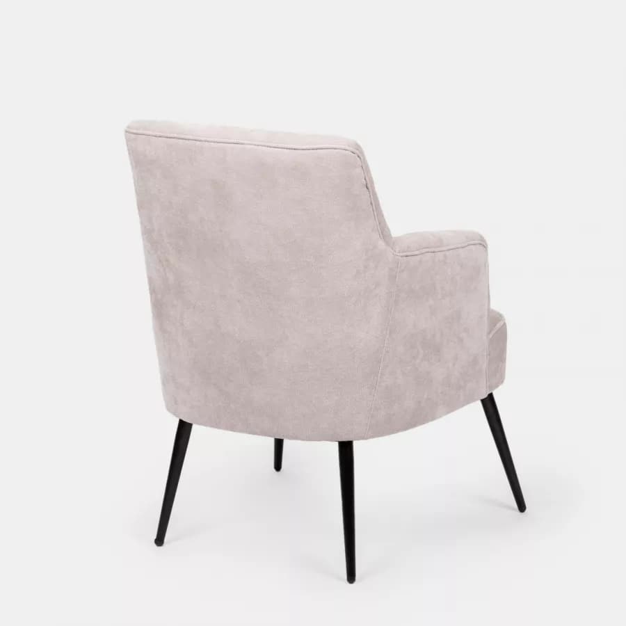 Poltrona imbottita in ciniglia beige con gambe nere - Ferry