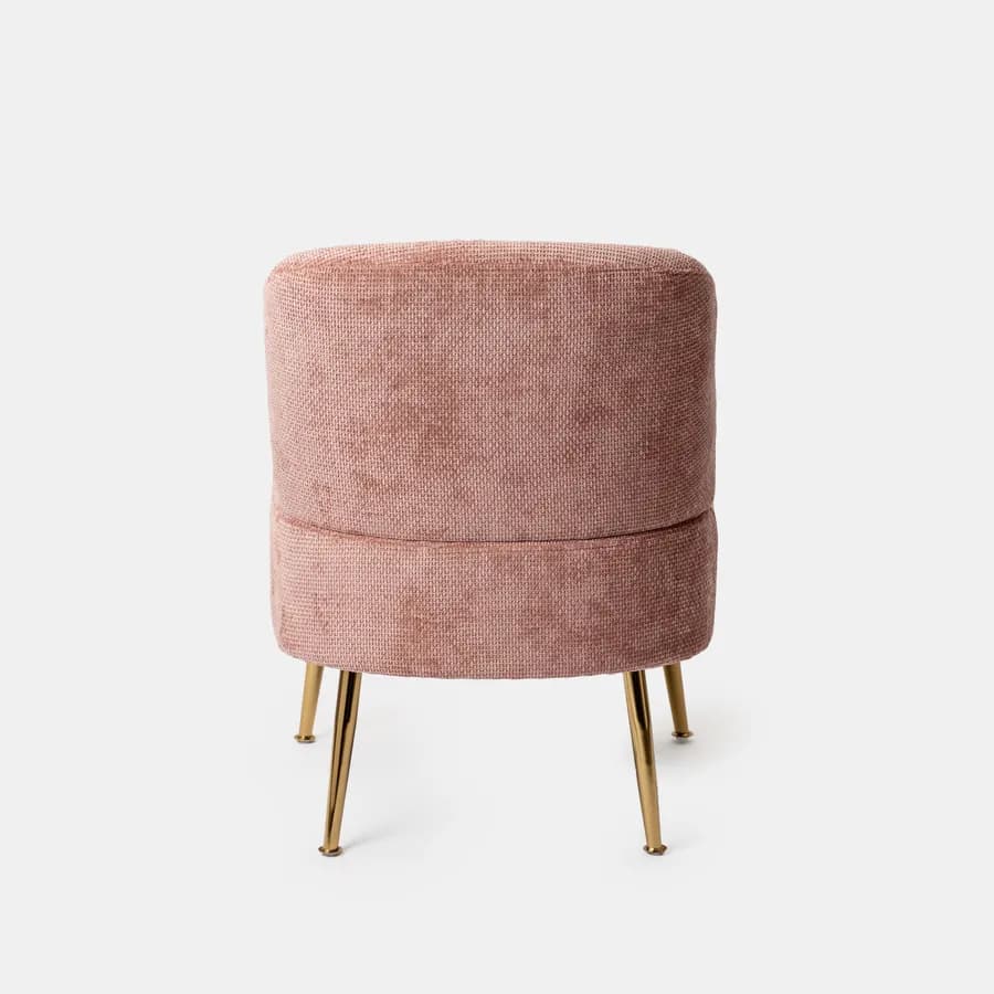Poltrona in ciniglia rosa antico con gambe in metallo oro - Finas