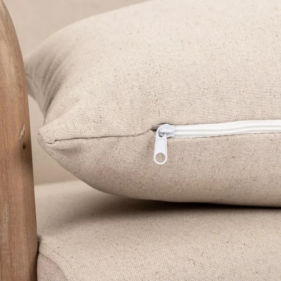 Poltrona in cotone e lino naturale con struttura in legno - Emilia