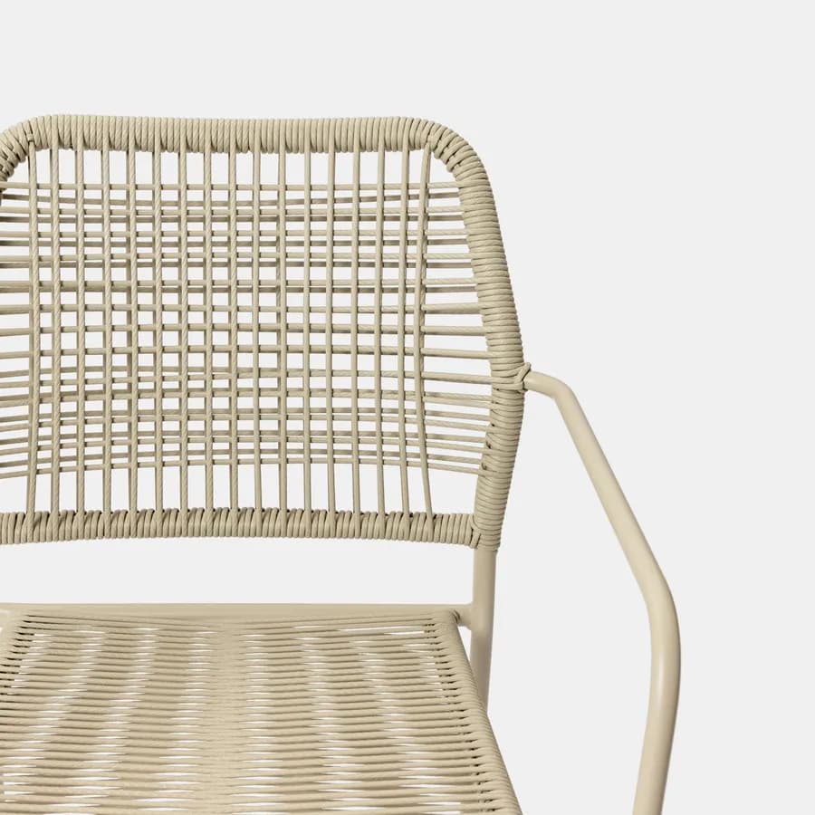 Sedia con braccioli in corda intrecciata beige - Levanto