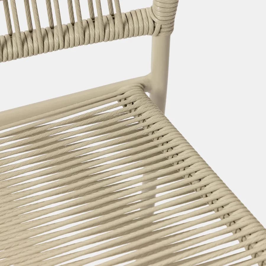 Sedia con braccioli in corda intrecciata beige - Levanto
