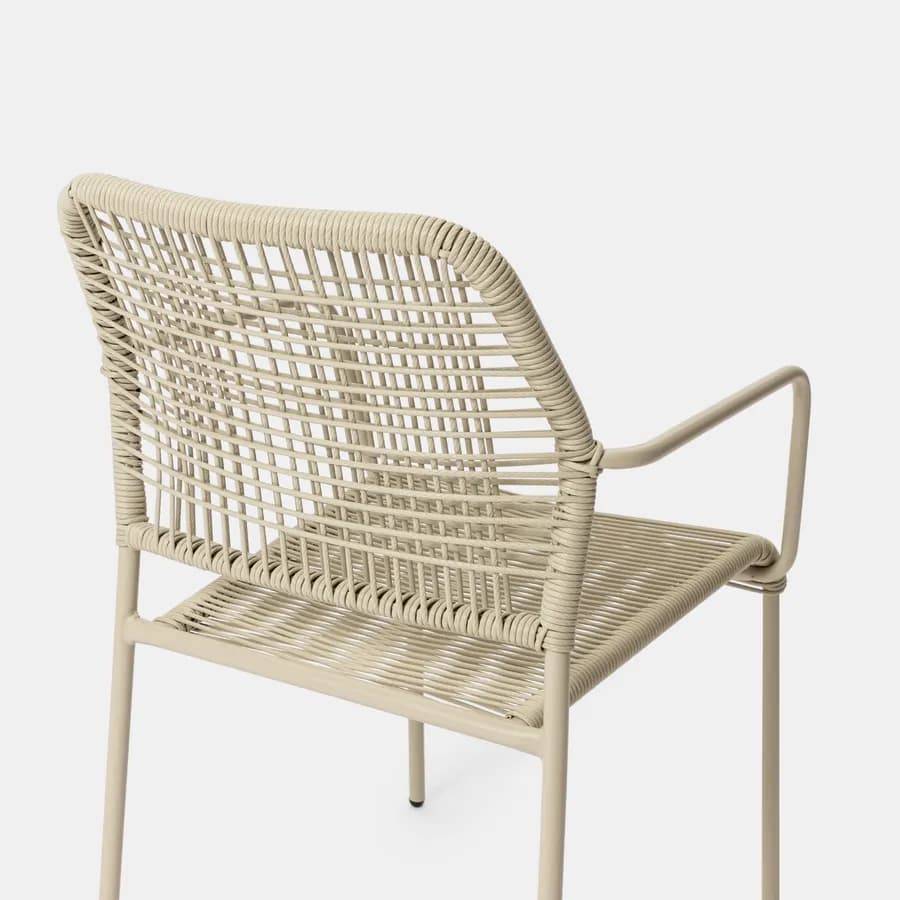 Sedia con braccioli in corda intrecciata beige - Levanto