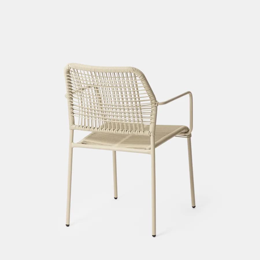 Sedia con braccioli in corda intrecciata beige - Levanto