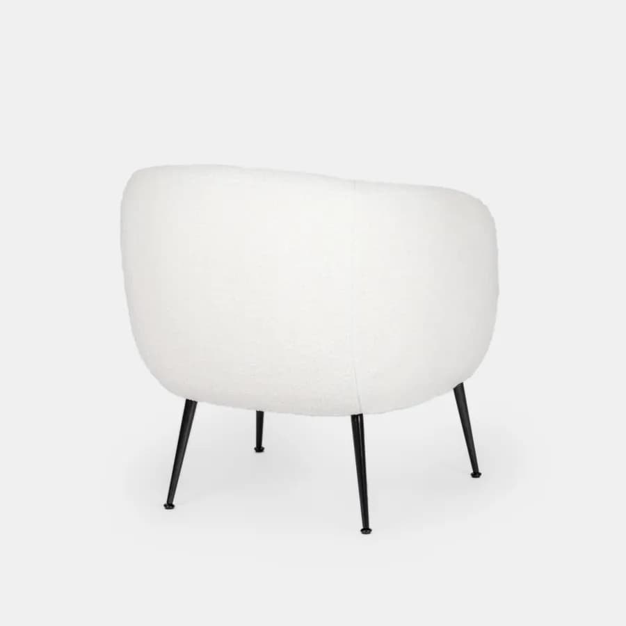 Poltrona in tessuto teddy bianco con braccioli e gambe nere - Jinny