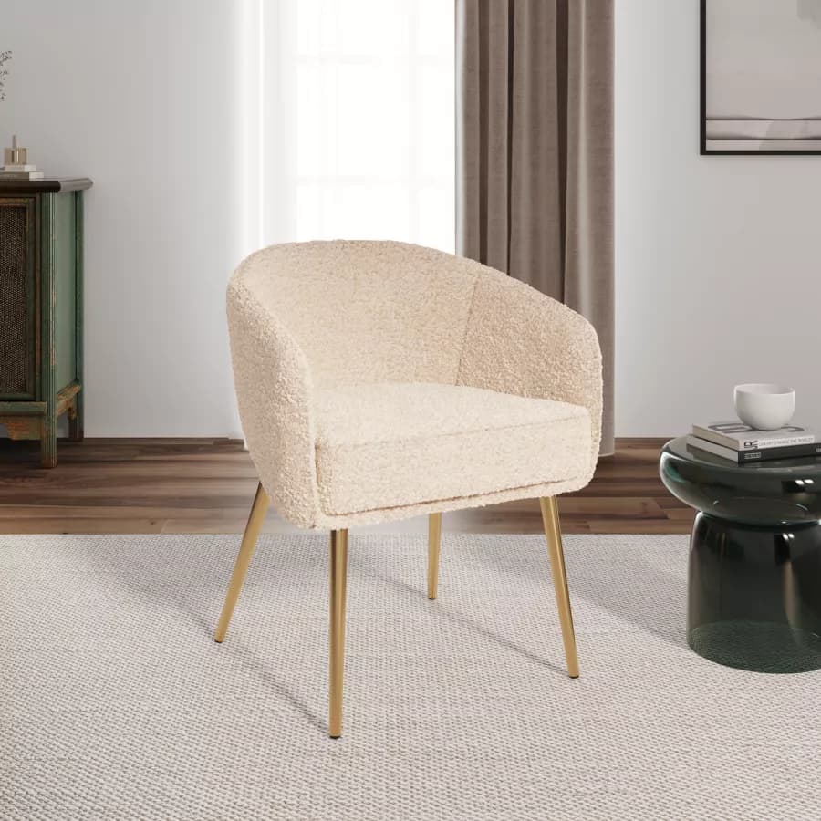 Poltrona in tessuto teddy con gambe finitura oro - Elody