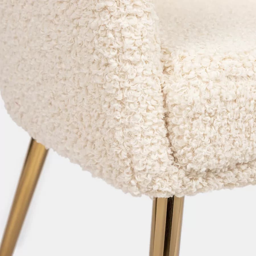 Poltrona in tessuto teddy con gambe finitura oro - Elody