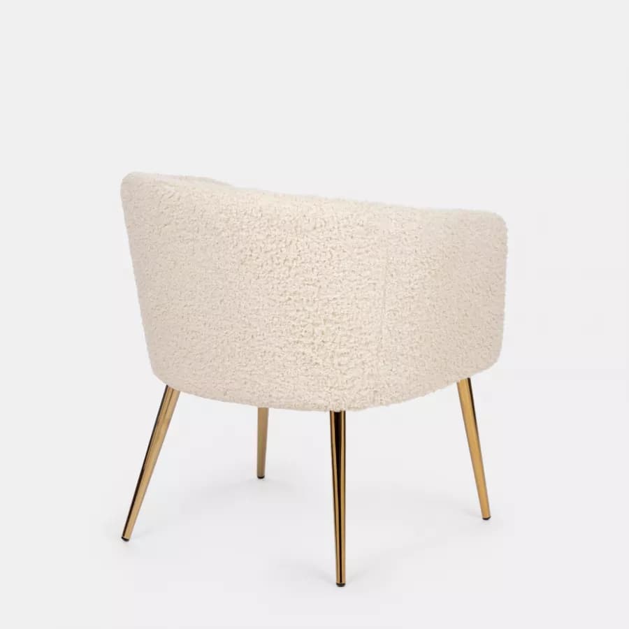 Poltrona in tessuto teddy con gambe finitura oro - Elody