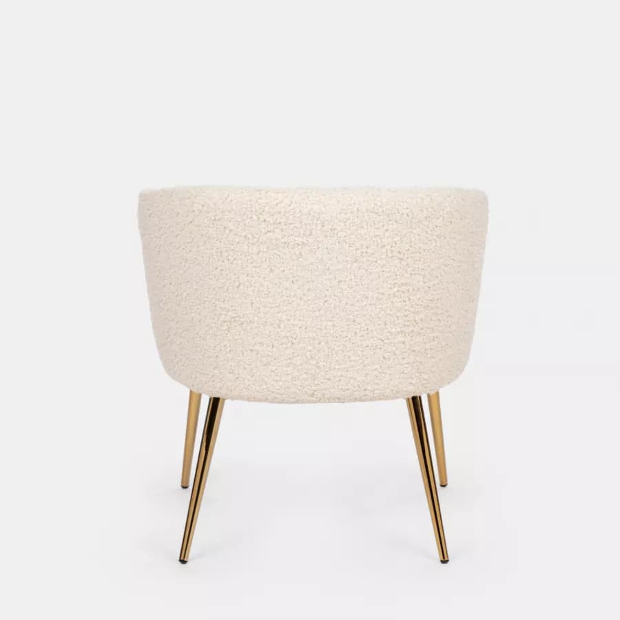 Poltrona in tessuto teddy con gambe finitura oro - Elody