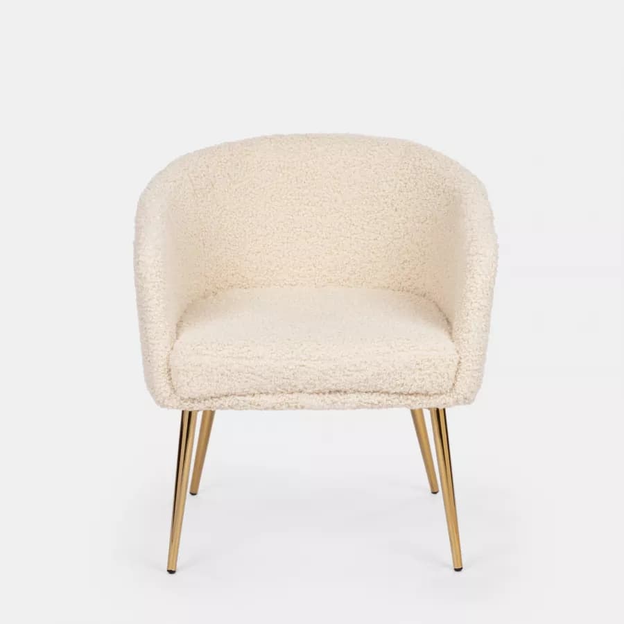 Poltrona in tessuto teddy con gambe finitura oro - Elody