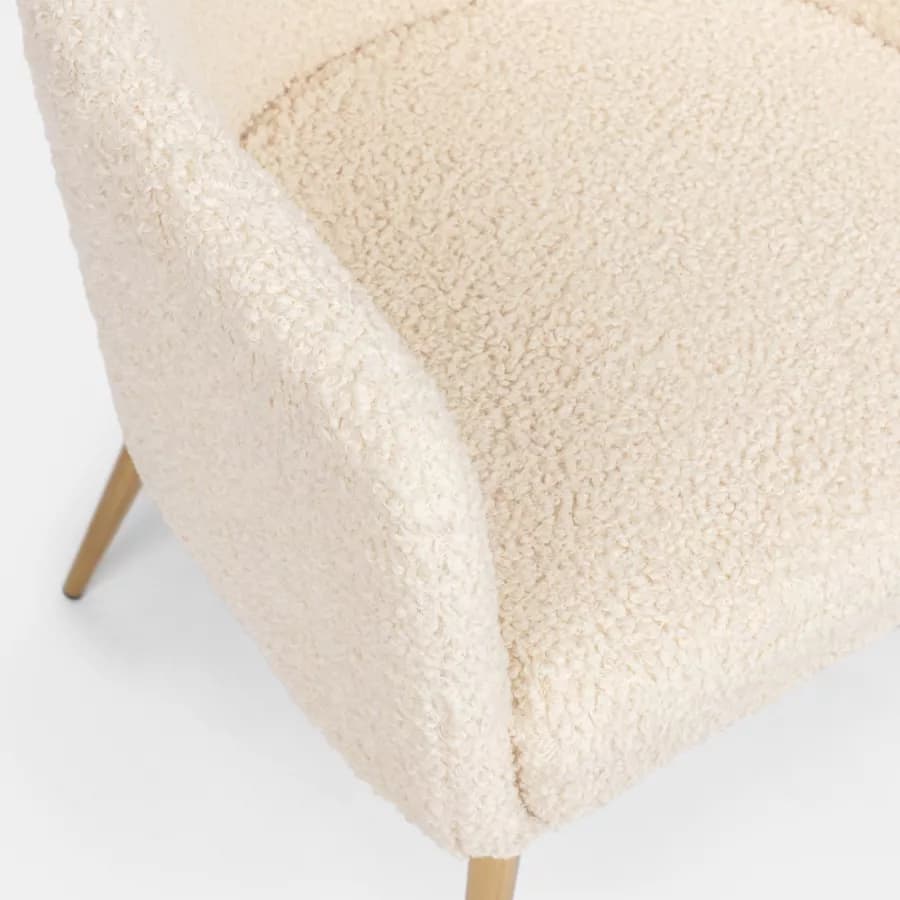 Poltrona in tessuto teddy con gambe finitura oro - Elody