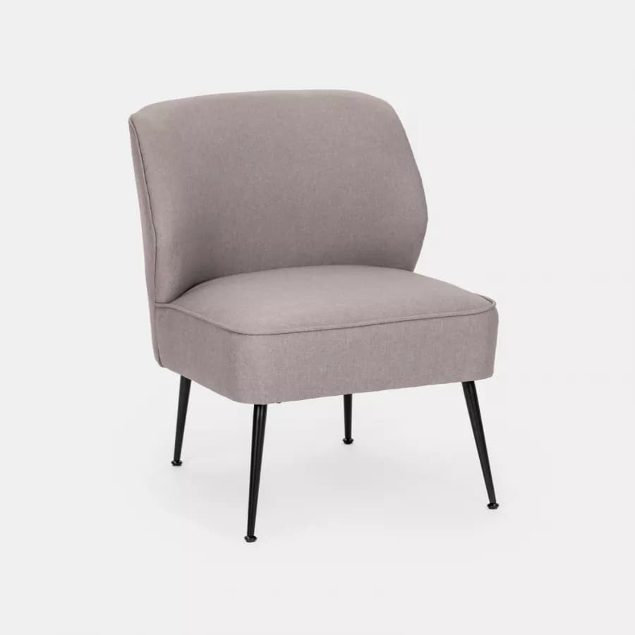 Poltrona in tessuto tortora con gambe in metallo nero - Giovy
