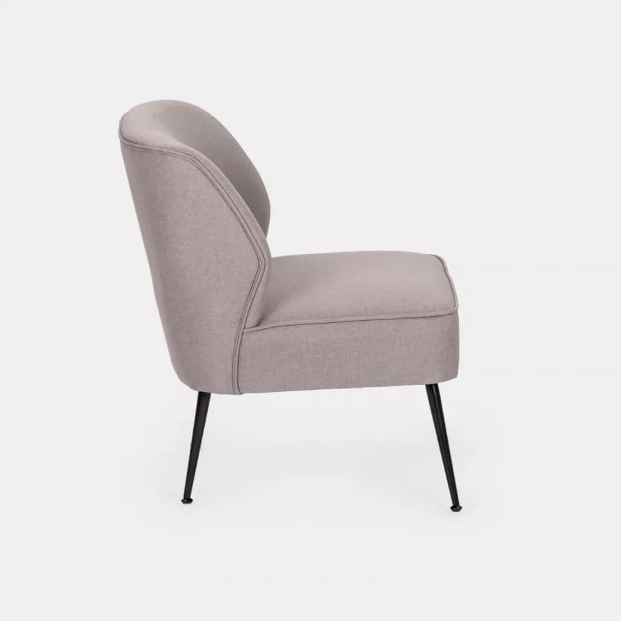 Poltrona in tessuto tortora con gambe in metallo nero - Giovy