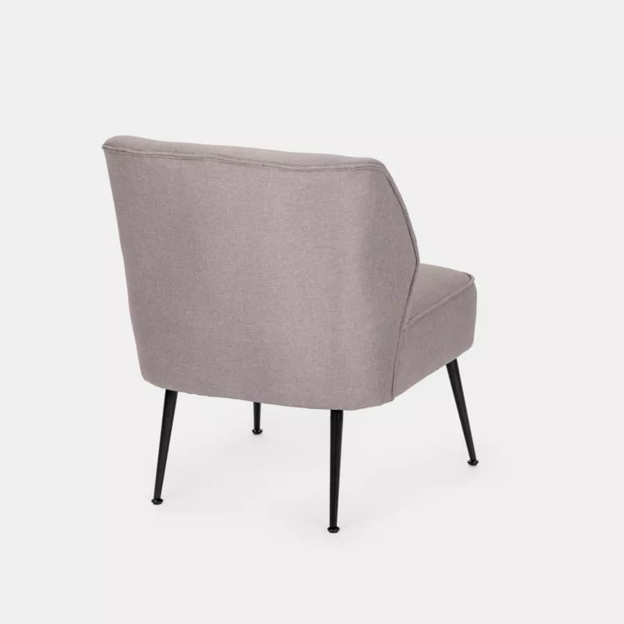 Poltrona in tessuto tortora con gambe in metallo nero - Giovy