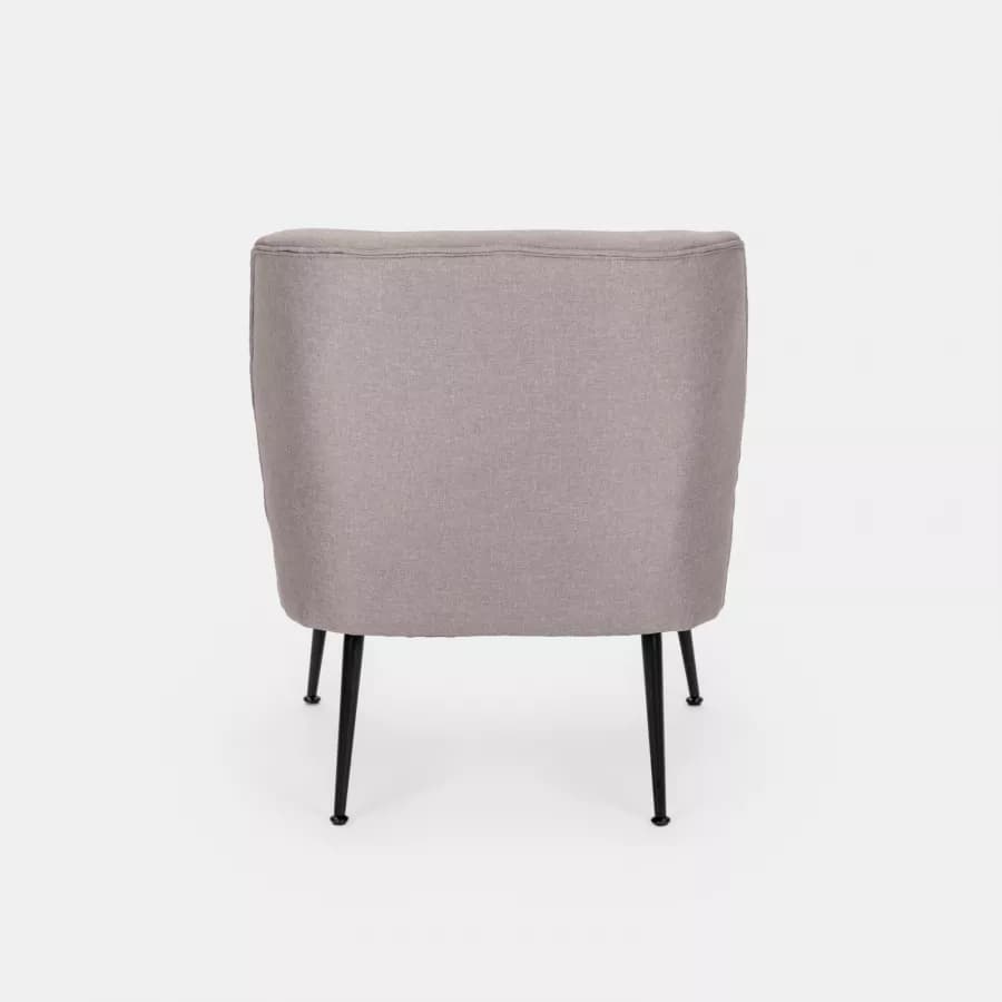 Poltrona in tessuto tortora con gambe in metallo nero - Giovy
