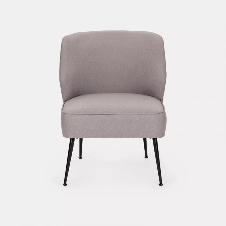Poltrona in tessuto tortora con gambe in metallo nero - Giovy