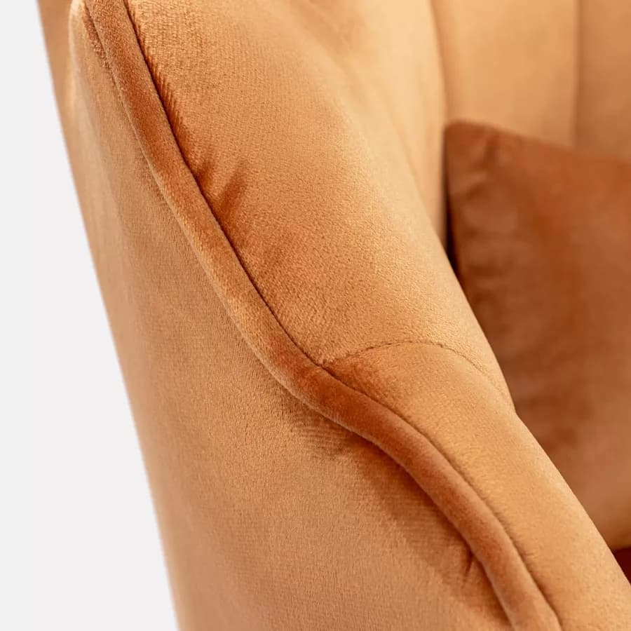 Poltrona in velluto ruggine con gambe oro - Oden