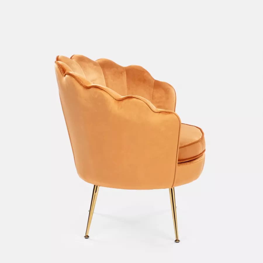 Poltrona in velluto ruggine con gambe oro - Oden