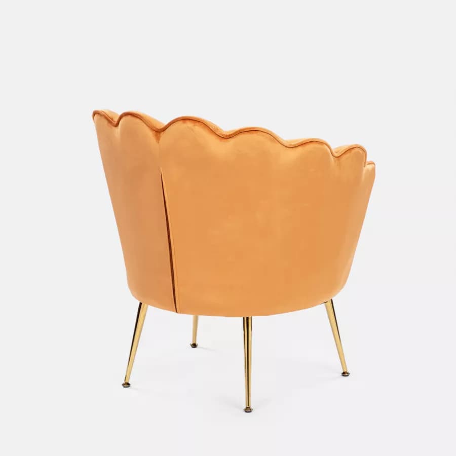 Poltrona in velluto ruggine con gambe oro - Oden