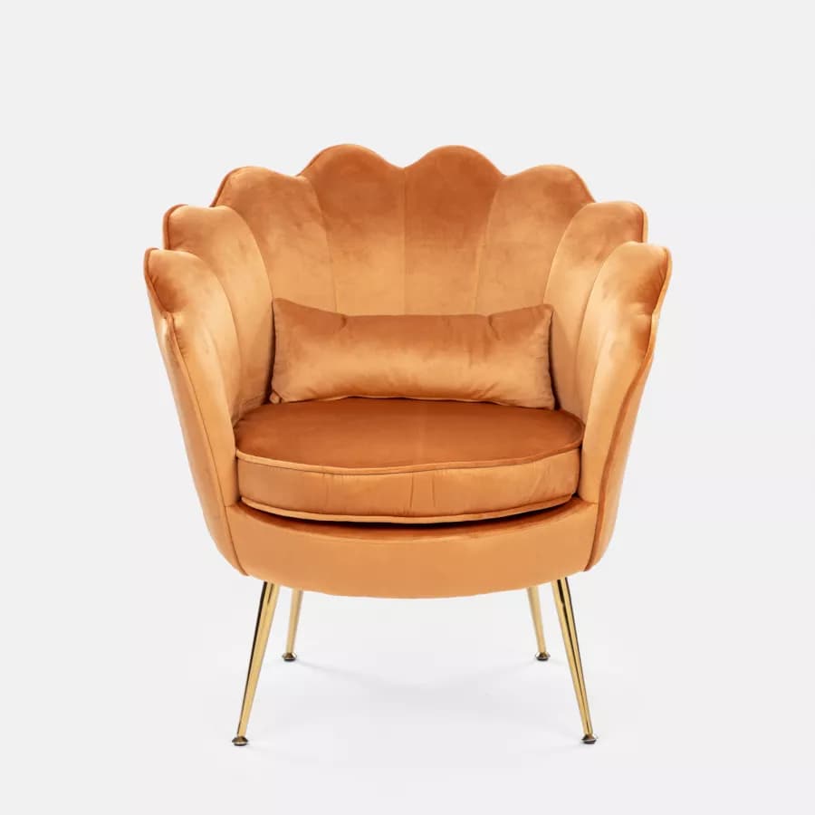 Poltrona in velluto ruggine con gambe oro - Oden