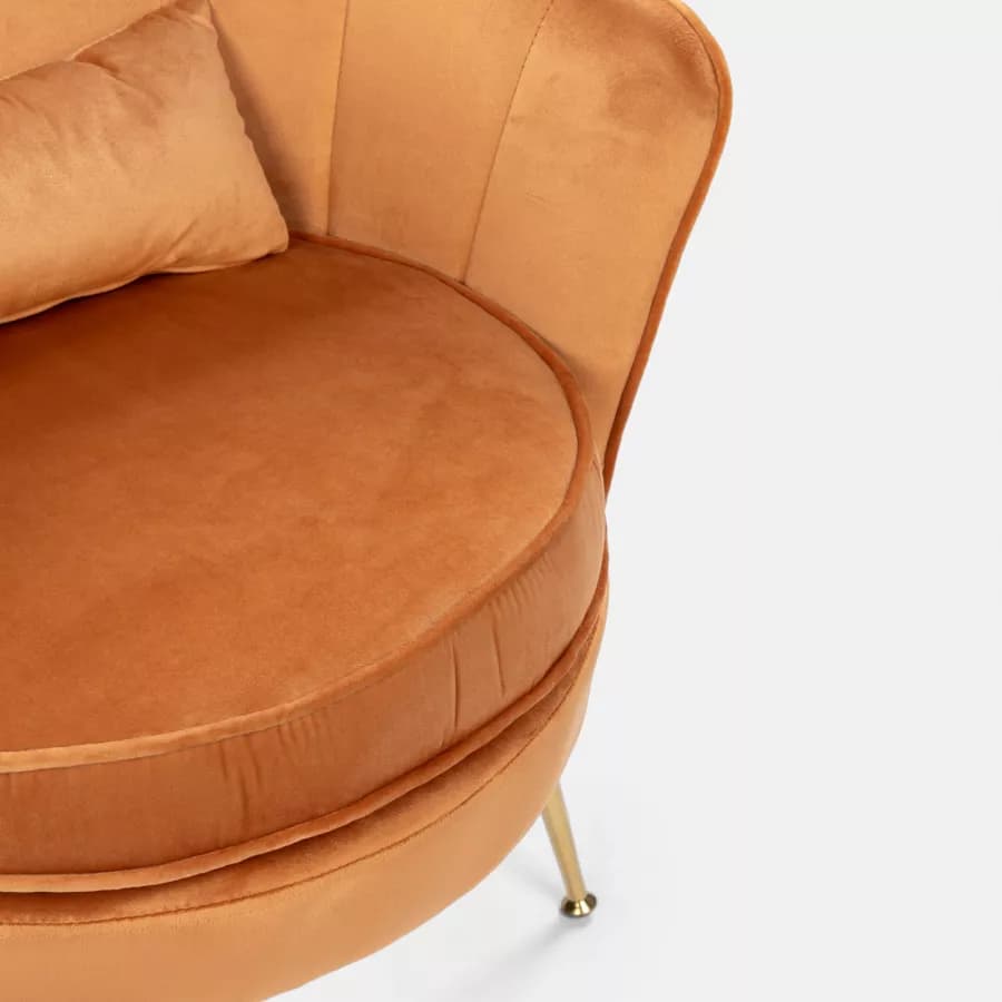 Poltrona in velluto ruggine con gambe oro - Oden
