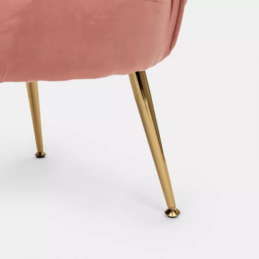 Poltrona in velluto rosa antico con gambe oro - Oden