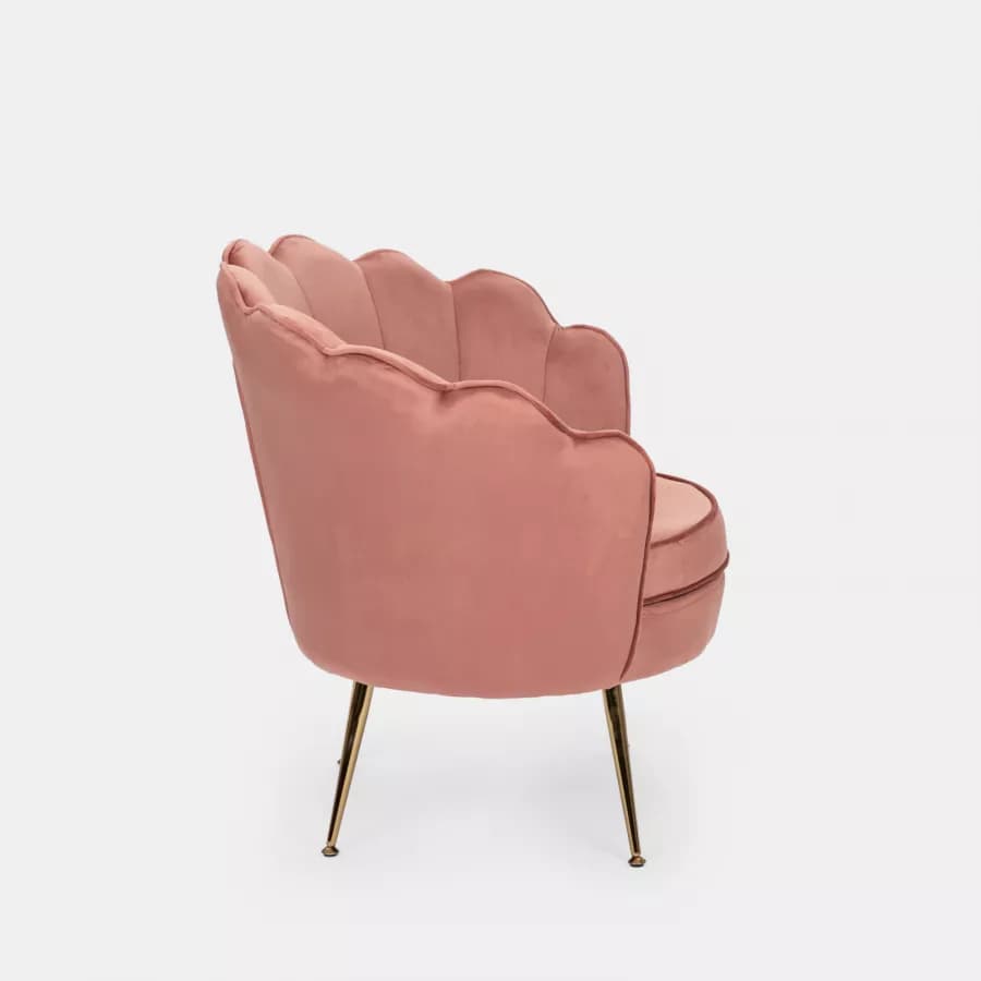 Poltrona in velluto rosa antico con gambe oro - Oden