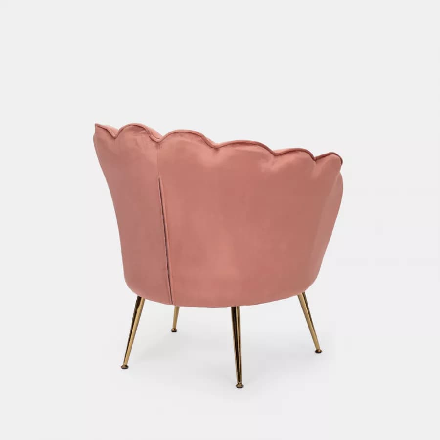 Poltrona in velluto rosa antico con gambe oro - Oden