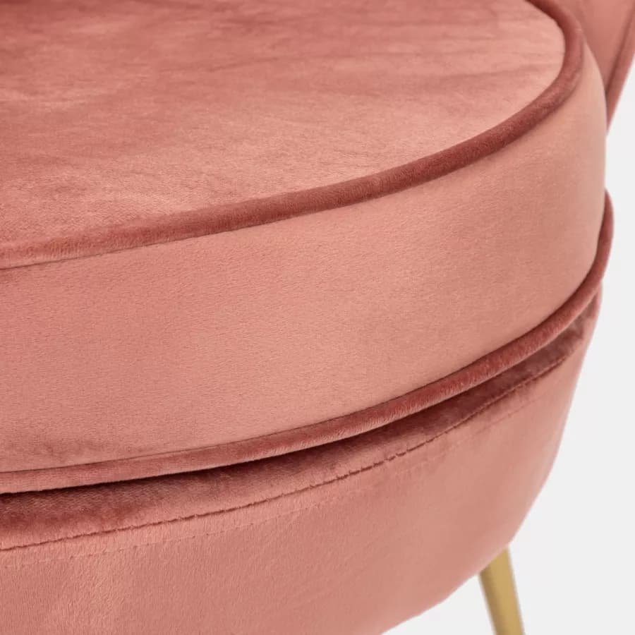 Poltrona in velluto rosa antico con gambe oro - Oden