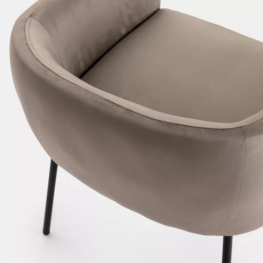 Poltrona in velluto grigio fumo con braccioli - Mallory