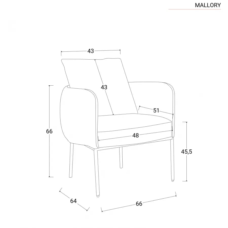 Poltrona in velluto grigio fumo con braccioli - Mallory