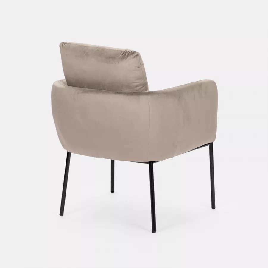 Poltrona in velluto grigio fumo con braccioli - Mallory