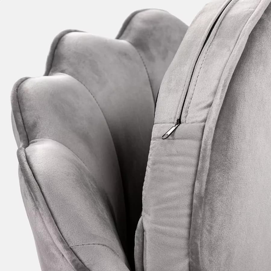 Poltrona in velluto grigio con gambe oro - Oden